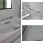 after
床はほっからり床を採用。
クッション性もあり、水切れが良いのでお掃除も楽々！
浴槽も広々、浴槽の手がけの他にも手すりを設置。
反対側の壁面にはタオル掛けをあえて手すり材にし、手すりとしてもタオル掛けとしても使えるようにしました。